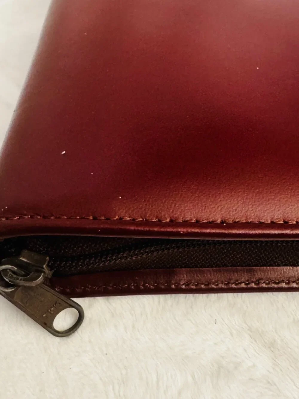 Vtg Professional Organizer Planner Red Maroon Faux Leather 3 Ring Binder YKK Zip